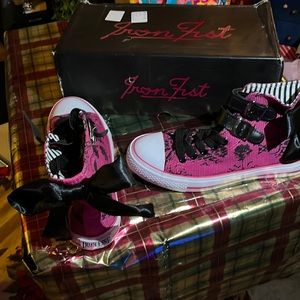 Pink funky high top sneakers